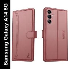 Aibex Flip Cover for Samsung Galaxy A14 5G |Vegan |PU Leather |Foldable Stand & Pocket |Magnetic Closure (Cases with Holder, Pack of: 1)
