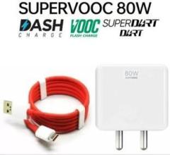 Clat 80 W VOOC 6 A Mobile Charger with Detachable Cable (Cable Included)