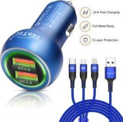 Fabtec 4.8 Amp Qualcomm 3.0 Turbo Car Charger (With USB Cable)