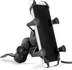 Gomechanic Premium Universal X Grip Mobile Holder with 2Amp 5V USB Fast Charging Support Bike Mobile Holder