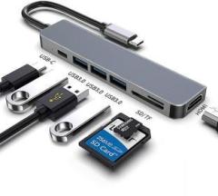 Imaginea Type C to USB Hub, Type C to High Speed Data Transfer Multiport Adapter USB Hub Card Reader (Aluminium)