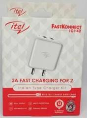 Itel 2.1 W 2 A Multiport Mobile fastkonnect ICI 42 Charger with Detachable Cable (Cable Included)