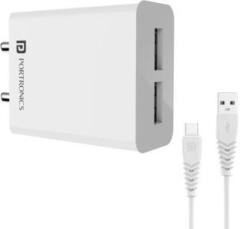 Portronics 12 W 2.4 A Multiport Mobile Adapto 32 C Charger with Detachable Cable (Cable Included)