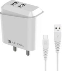 Portronics 12 W 2.4 A Multiport Mobile Charger Adapto 42 C Adapter Charger with Detachable Cable (Cable Included)