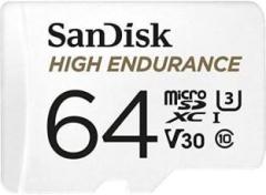 Sandisk High Endurance Card For dash cams and home security cameras 64 GB MicroSDXC Class 10 100 MB/s Memory Card (With Adapter)