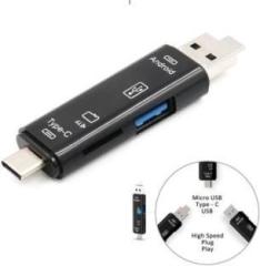 Techgear USB Type C, 5 in 1 Type C/USB/Micro USB SD TF Memory Card Reader OTG Adapter Card Reader
