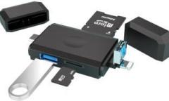 Verilux SD Card Reader for Light ning Type C USB to Menmory Card Reader, 3 in 1 Card Reader