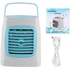 Air Cooler Fan, Mini, 3 Gear Speeds Desktop Hangable LED Light For Home Summer Cooling Fan Office Humidifier AC (Sky Blue, Insect)