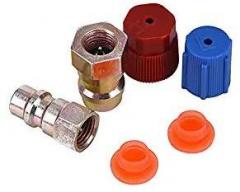 Homgee 1/4 inch R 12 to R 134a Retrofit Valve Quick Change Conversion Adapter High/Low Fitting A/C System Caps Kit AC