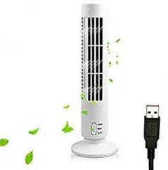 Portable Tower Fan Quiet Bladeless 2 Speed Electric Fan USB Powered Tower Fan Vertical Air Conditioning Fan for Indoor Bedroom Home Office Daerzy