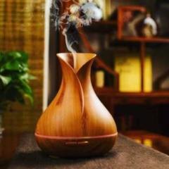 Dankhra Grain Vase Style Aroma Diffuser Ultrasonic Cool Mist Big Pot Wooden Humidifier Portable Room Air Purifier