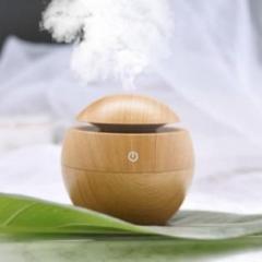 Dankhra Wood Humidifire Air Round Electric USB Mini Humidifier Aroma Oil Diffuser Humidifier Office Decor Ultrasonic Cool Mist Humidifier with Wood Grain Design for Office Room Portable Room Air Purifier Portable Room Air Purifier