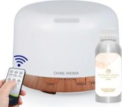 Divine Aroma White Ultrasonic Aroma Diffuser & Mystique Garden Aroma Oil 100ml For Home Portable Room Air Purifier