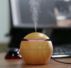 Elite Store Wood Humidifire Air Round Electric USB Mini Humidifier Aroma Oil Diffuser Humidifier Office Decor Ultrasonic Cool Mist Humidifier with Wood Grain Design for Office Room Portable Room Air Purifier