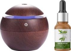 Nhb Boutique Wooden Round Ultrasonic Cool Mist Humidifiers With Eucalyptus Essential Oil Portable Room Air Purifier