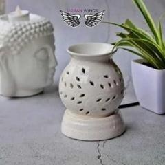 Urban Wings Acient Matki Shape Electric Ceramic Aroma Oil Diffuser with Bulb, 12 cm Portable Room Air Purifier