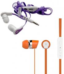 Candytech S 20 In Ear Wired Earphones With Mic Orange with Flatwire Earphones Purple