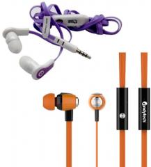 Candytech S 30 In Ear Wired Earphones With Mic Orange with Flatwire Earphones Purple