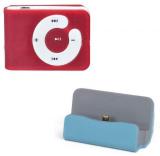 Drumstone Micro Usb Dock Charger With Simple MP3 Players Red.SimpleMP3+Blue.MicroUSBDock.Charger