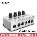 LEORY Protable 4 Channel Audio Sound Mixer Mini DJ Music Mixing Console Silver DJ Mezclador For Audio PC Home Karaoke KTV