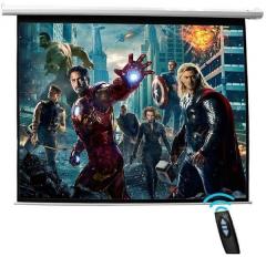 Telon Motorised Projector Screen Size 152 cmx213 cm In Imported Matt White Fabric With Remote And Switch
