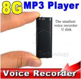 WowObjects 3 in 1 8G Mini Digital Audio Voice Recorder Dictaphone Stereo MP3 Music Player 8GB Memory Storage USB Flash Disk Drive