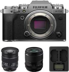 Fujifilm Mirrorless X T4 Mirrorless Camera Body with XF16 80mm and XF33mm F1.4 R LM WR lens and BC W235 Dual BatteryCharger