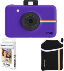 Polaroid Snap Instant Camera Purple with 2x3 Zink Paper Neoprene Pouch Instant Camera