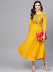Aasi Yellow Solid Maxi Dress women