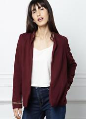 All About You Burgundy Solid Tailored Jacket women