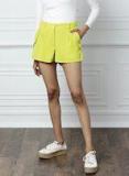 All About You Green Solid Regular Fit Hot Pants women