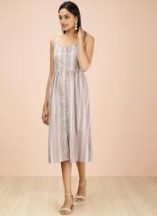 All About You Grey & White Striped A Line Dress women