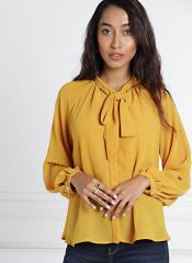 All About You Mustard Yellow Solid Shirt Style Top women