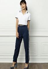 All About You Navy Blue Solid Chinos women