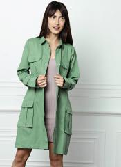 All About You Olive Green Solid Button Shrug women