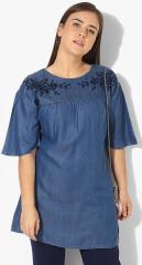 All Blue Embroidered Tunic women