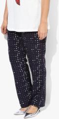 All Navy Blue Printed Regular Fit Coloured Pants women