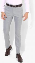 Allen Solly Grey Self Design Slim Fit Formal Trouser men