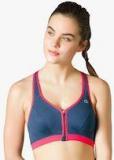 Amante Navy Blue Solid Padded Non Wired Sports Bra women