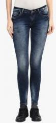 American Crew Navy Blue Washed Slim Mid Rise Jeans women