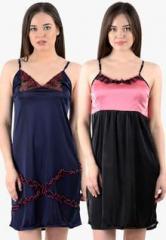 American-elm Pack Of 2 Multicoloured Colored Solid Babydoll women