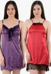 American-elm Pack Of 2Multicoloured Solid Babydoll women
