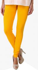 American-elm Yellow Solid Leggings women
