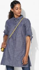 And Navy Blue Self Design Tunic women