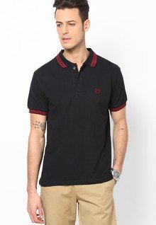 Andrew Hill Solid Black Polo T Shirt men