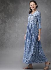 Anouk Blue Printed Maxi Dress women