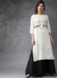 Anouk Off White Embroidered Straight Kurta women