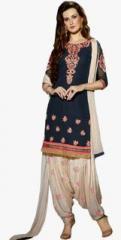 Apple Creation NAVY BLUE EMBROIDERED DRESS MATERIAL women