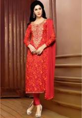 Apple Creation Orange Embroidered Dress Material women
