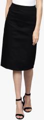 Athena Black Solid Pencil Skirt women